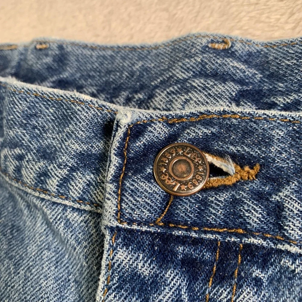 Vintage Lee Jeans Mens 40x34(38x34) Blue Denim Relaxed Fit Straight Leg Rise 90s